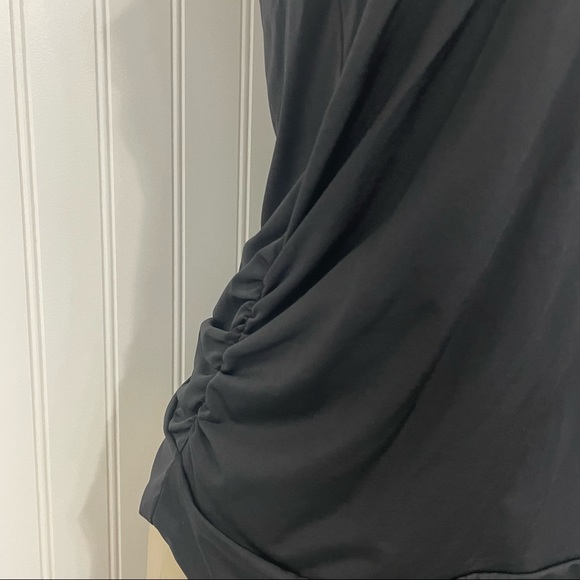 Athleta Black Tankini Top Blouse Hem Strappy Ruched Sides Medium - Picture 6 of 10